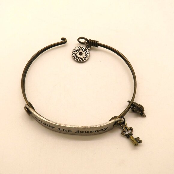 Sweet Romance Adjustable Metal Bracelet Charms Enjoy The Journey Inscription - Picture 7 of 10